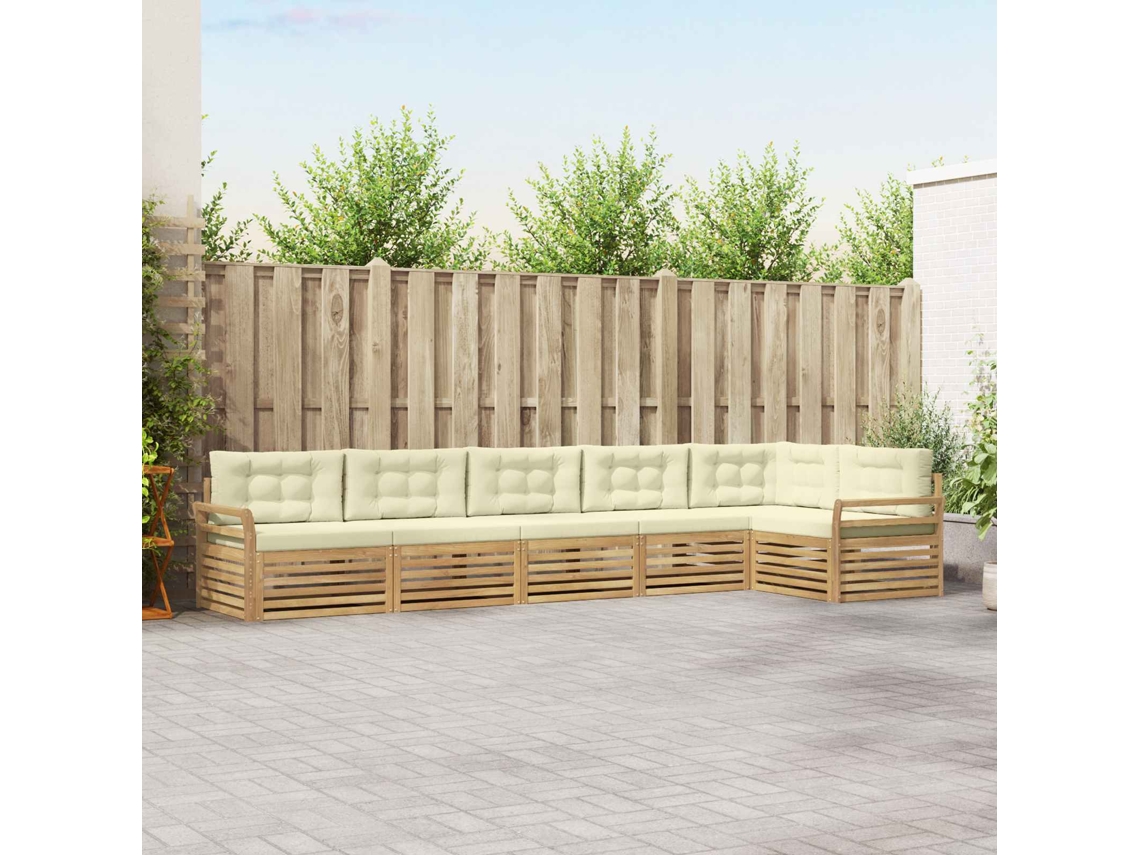 Vidaxl Conjunto De Sofás Para Exterior 6 Unid. Branco E Creme
