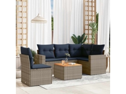 Vidaxl 6 Pcs Conjunto Sofás P/ Jardim C/ Almofadões Vime Pe Cinzento
