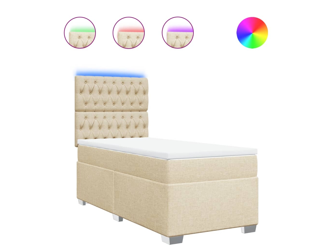 Box Spring Bed, Box Spring Beds Vidaxl Creme Tecido (90 X 190 Cm)