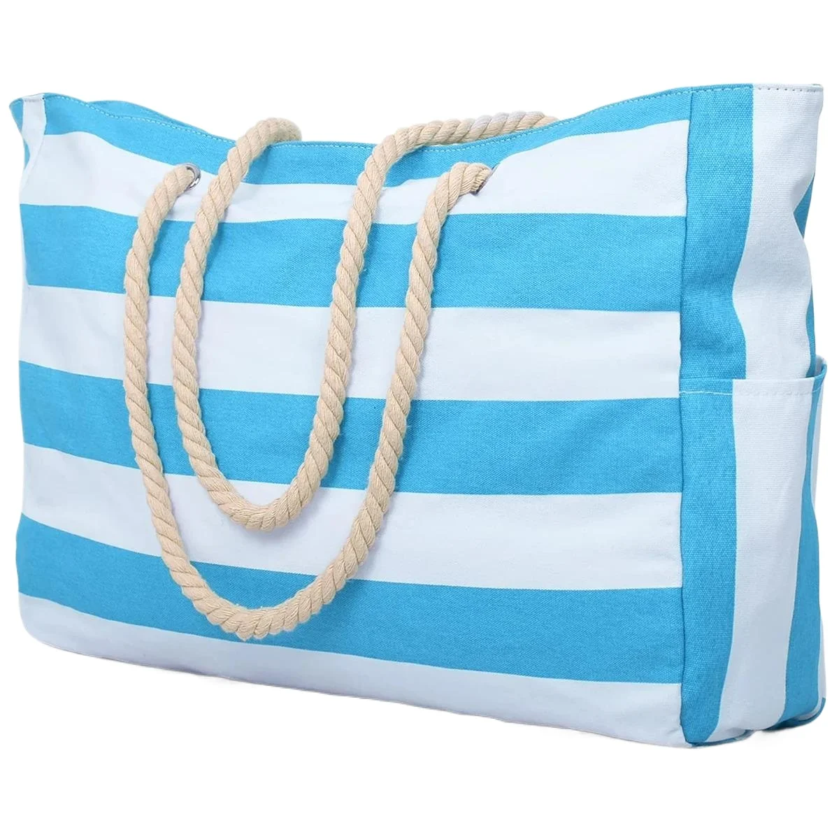 Bolsa de praia grande listrada com ampla capacidade, prática e dobrável AQUAFORGE