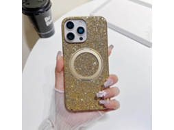 Capa Magnética Tkdaddy Para Iphone 16 Pro Max Com Suporte, Tpu Galvanizado Com Glitter E Capa De Pc Dourada
