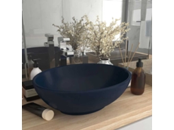 Vidaxl Lavatório Luxuoso Oval 40x33cm Cerâmica Azul-escuro Mate