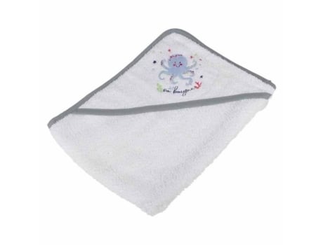 Capa de Banho Bordada Polvo Branco / Cinza Azulado 75 X 75 Cm