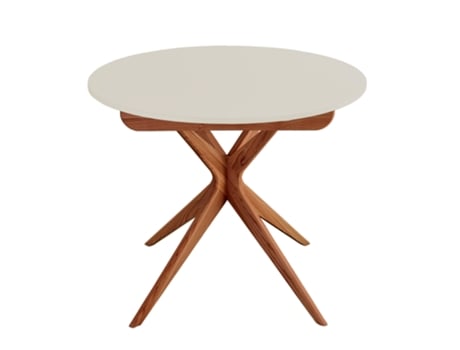 Mesa Redonda Extensível, 90 X 90 X 75, Branco Giz, Carvalho, Para 4 Pessoas, Ragaba, Jubi