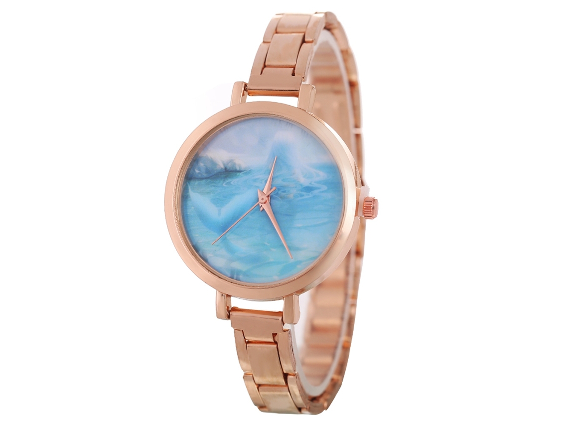 Relógio de Pulso de Quartzo com Pulseira de Aço Estilo Simples para Mulheres e Homens (dourado Rosa)