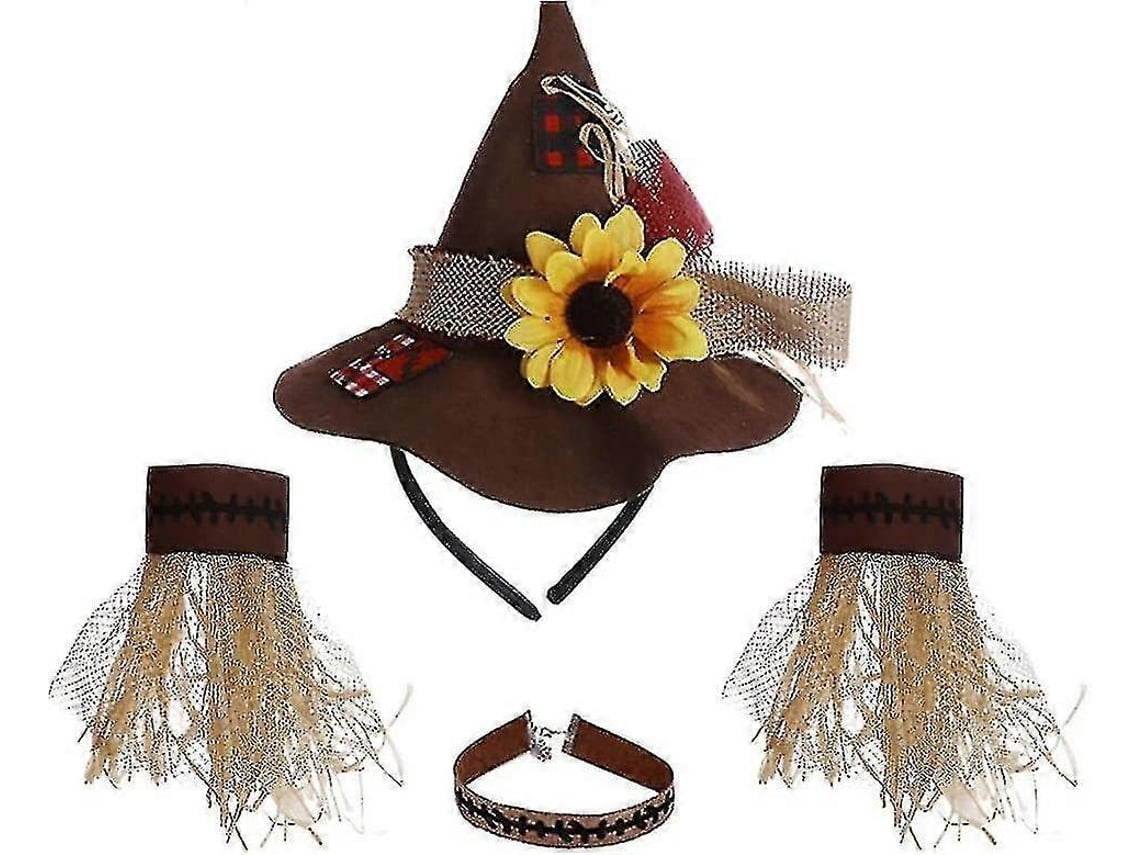 Fantasias De Halloween Cosplay De Halloween Chapéu De Espantalho Pulseiras E Colares 4 Peças Ly Ebike