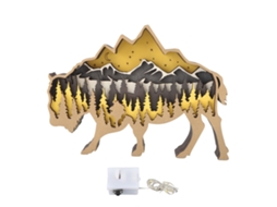 Decoração de Halloween com Luz Escultura Animal de Madeira 3d Artesanato em Boxwood | S/MARCA