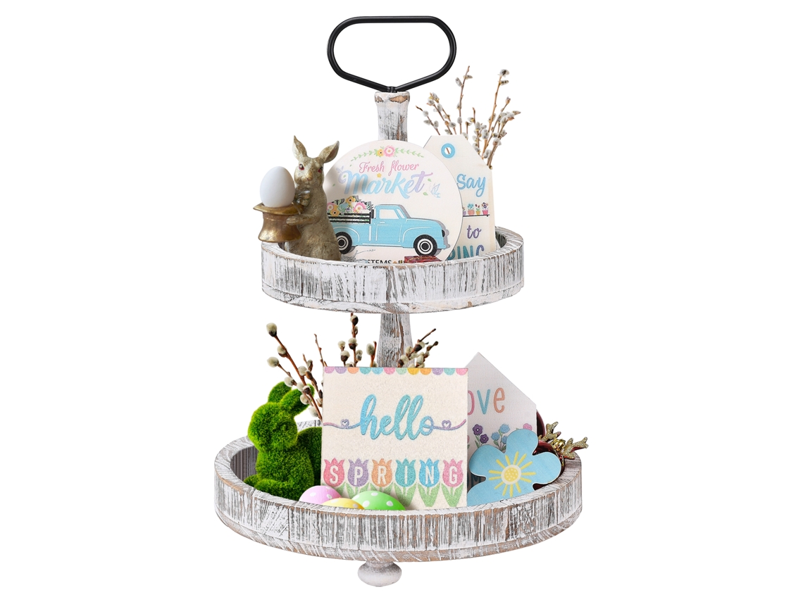 Conjunto De Decoração De Mesa Laxiscreed Com Caminhão De Páscoa, Coelho, Bandeja E Palhinha, 5 Peças