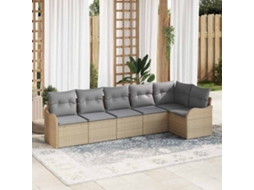 Vidaxl Conjunto De Sofá De Jardim 6 Unid. Bege Vime Pe
