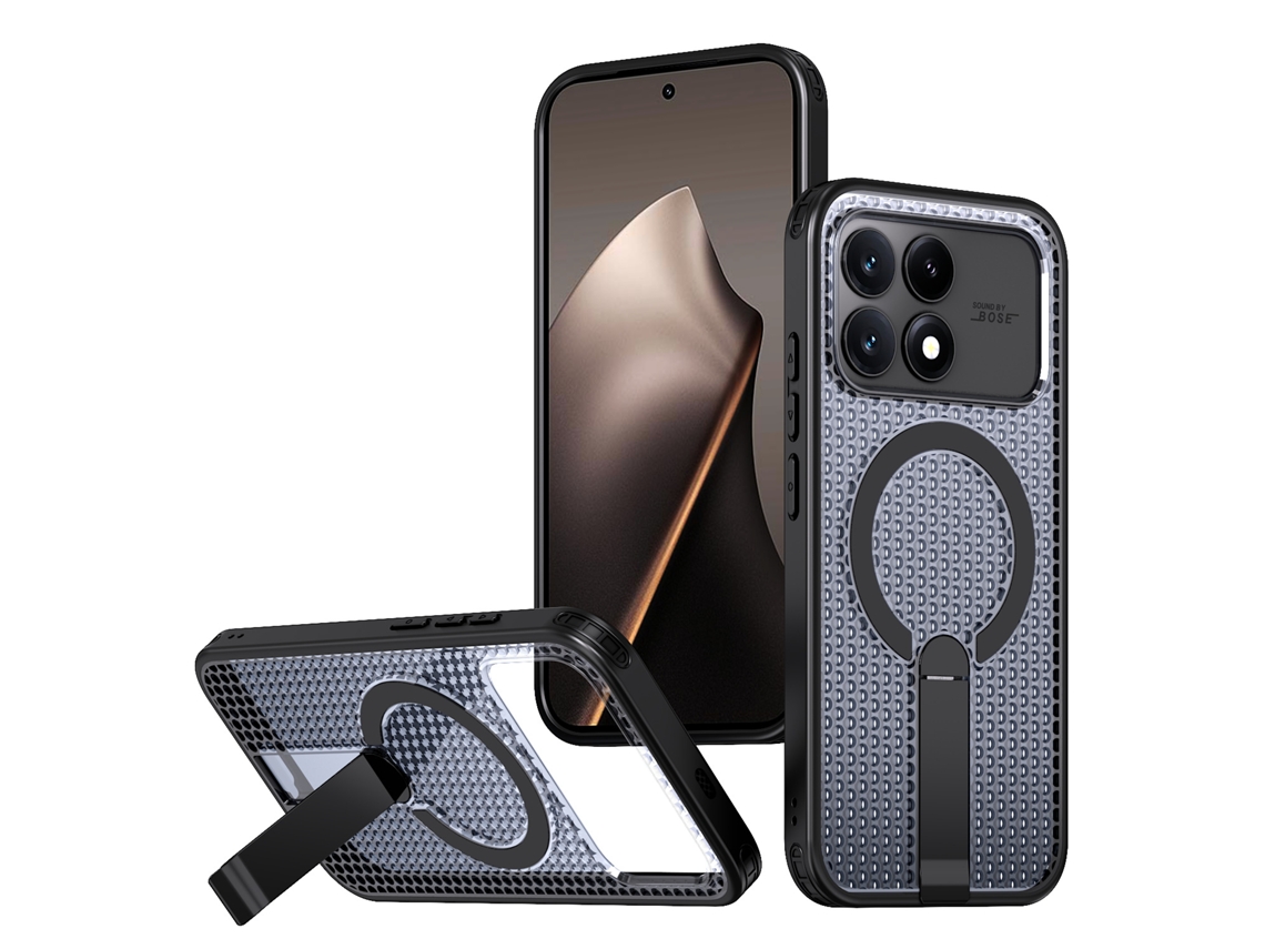 Capa Para Celular Com Design Em Favo De Mel, Suporte Magnético E Proteção Contra Quedas.preto, Redmi Note 14s 4g