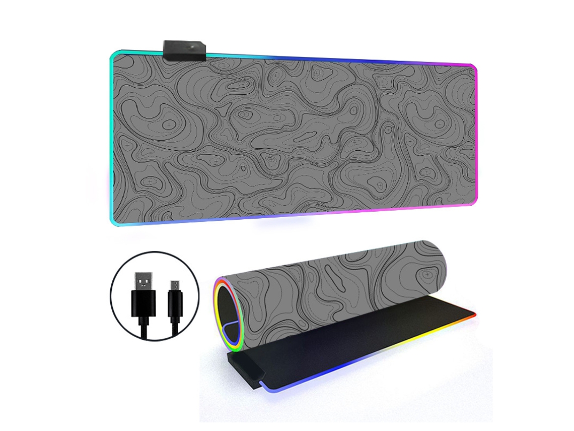 Mousepad Tapete De Mesa Com Contorno Topográfico Rgb Grande Brilvibera (estilo 5, 3007003mm)