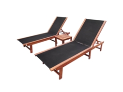 Vidaxl Espreguiçadeiras C/ Mesa 2 Pcs Acácia Maciça E Textilene