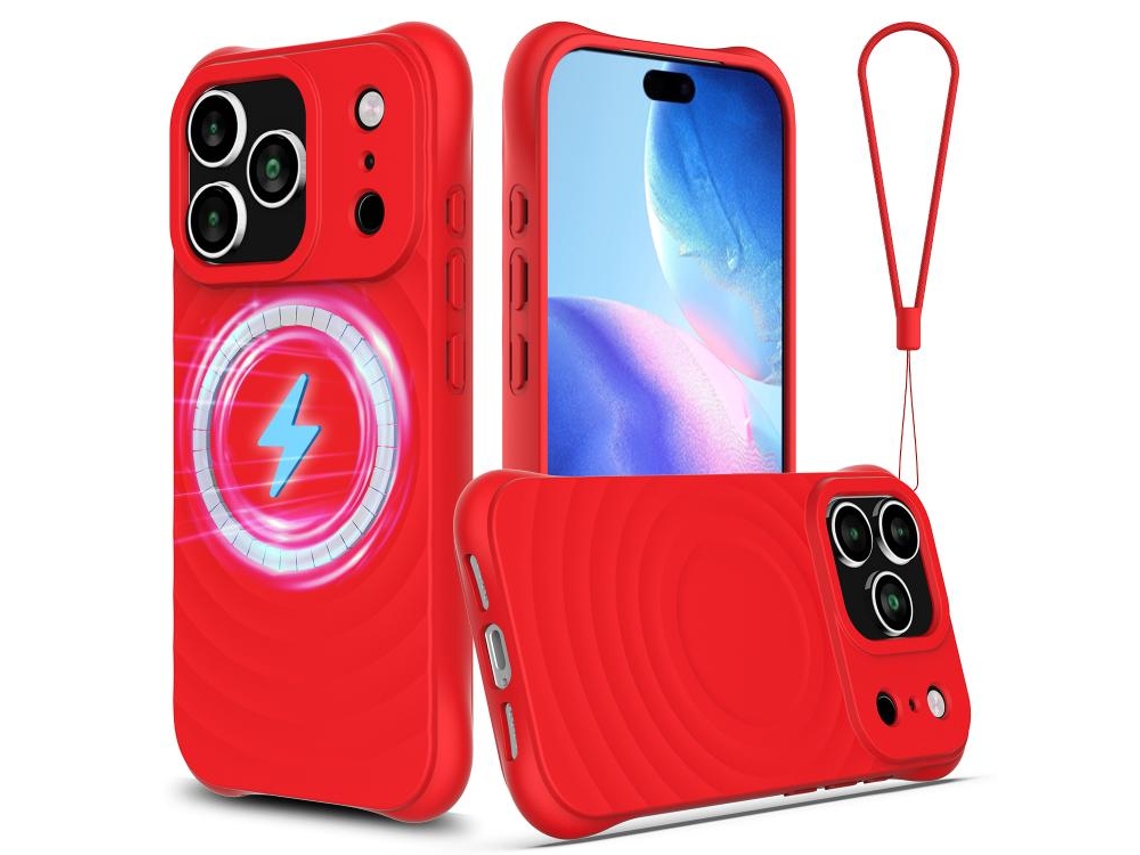 Capa Para Iphone 17 Pro - Textura Ondulada Com Magsafe - Silicone Líquido