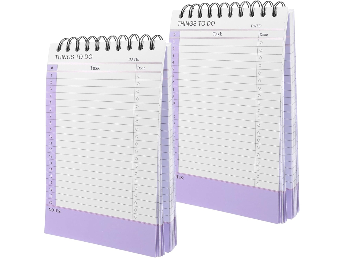 Conjunto De 2 Cadernos Espirais, Bloco De Notas E Agenda Para Estudantes, Rastreador De Hábitos, Roxo