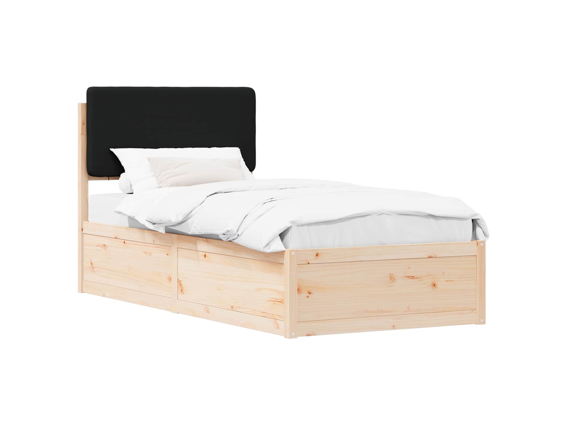 Estrutura de Cama com Cabeceira Estofada Preto 90x190 cm MAISON EXCLUSIVE