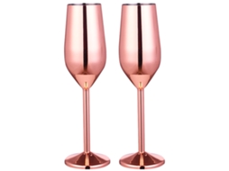 Conjunto De 2 Taças De Aço Inoxidável Taça De Champanhe 220Ml Ouro Rosa JEIIBRZUI