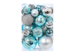 Enfeites de Bola de Natal Enfeites de Natal Inquebráveis Conjunto de Decorações para Bolas de Árvore de Natal Azul Claro Prata
