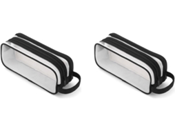 2x Grid Mesh Peil Case 2 Compartiment Pen Bags Clear Handheld Multifution Peil Case Pour Teen Students Noir