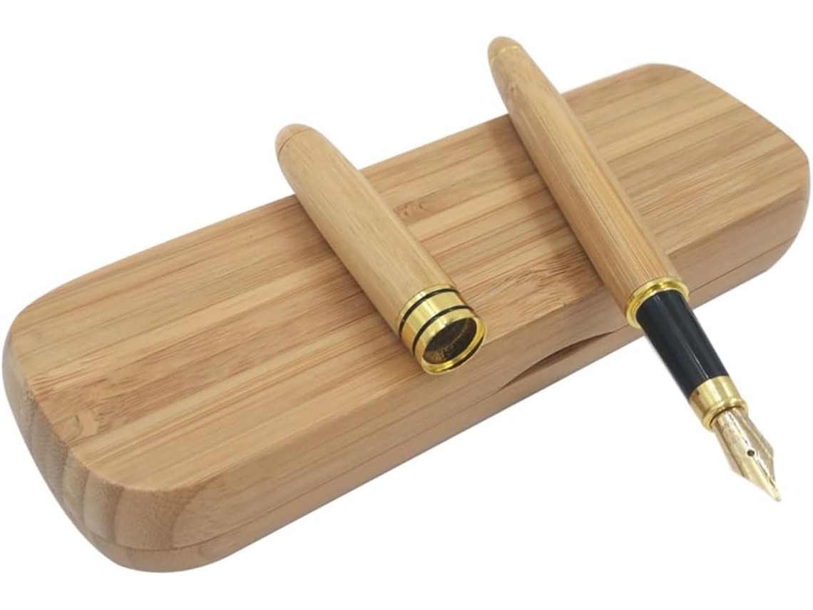 Caneta-tinteiro De Bambu Showeroro Com Estojo, Caneta Caligrafia