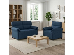 Vidaxl Conjunto De Sofás 2 Unid. Azul Tecido