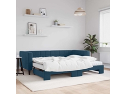 Vidaxl Sofá-cama Com Gavetão E Colchões 90x200 Cm Veludo Azul
