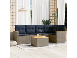 Vidaxl Conjunto De Sofá De Jardim Com 6 Peças E Almofadas Em Rattan Sintético Cinza