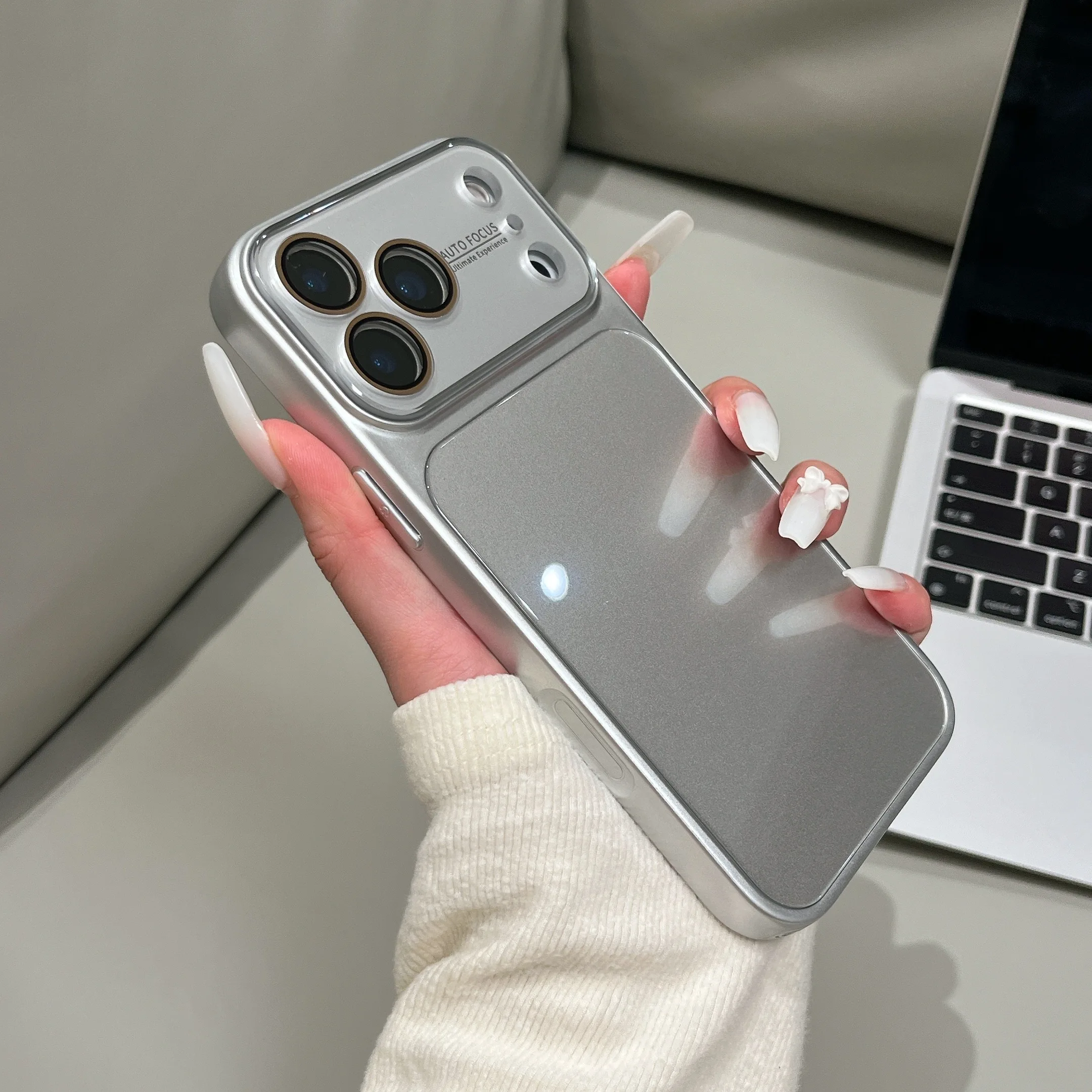 Capa De Celular Em Vidro Temperado Com Proteção Para Lente De Cristal (iphone 16 Pro Prateado).