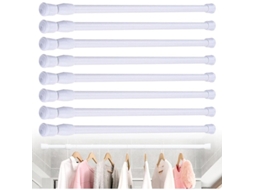 Varão De Cortina Sem Furos, Conjunto De 8 Peças Com Varão Telescópico De 40 A 70 Cm, Ideal Para Guarda, Roupas, Banheiros E Roupas, Na Cor Branca