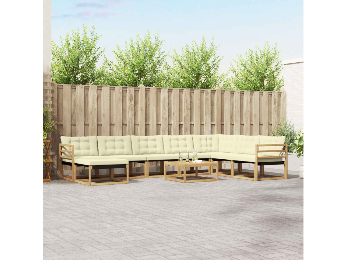Vidaxl Conjunto De Sofás Para Exterior 9 Unid. Branco E Creme