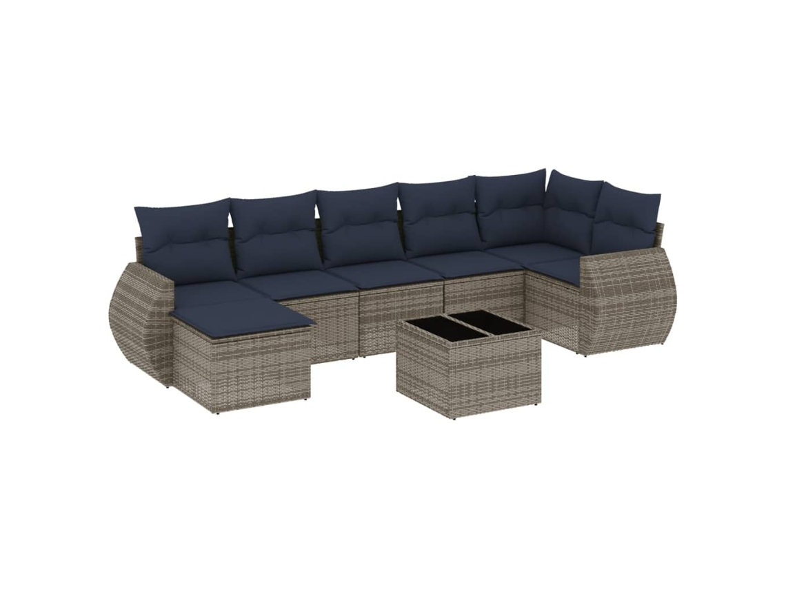 Conjunto de Sofá de Jardim, 8 Peças, Almofadas, Rattan Cinza MAISON EXCLUSIVE