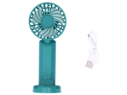 Ventilador Portátil com Suporte para Celular 3 Velocidades Ajustáveis Silencioso Verde para Dormitório
