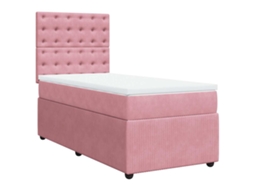 Conjunto 1 Cama Box Spring Vidaxl Cor-de-rosa Veludo (200 X 90 X 150.5 Cm)