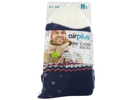 Meia Hidratante para Cabine Aloe Tamanho 41-46 Cor: Azul Marinho Tribal AIRPLUS