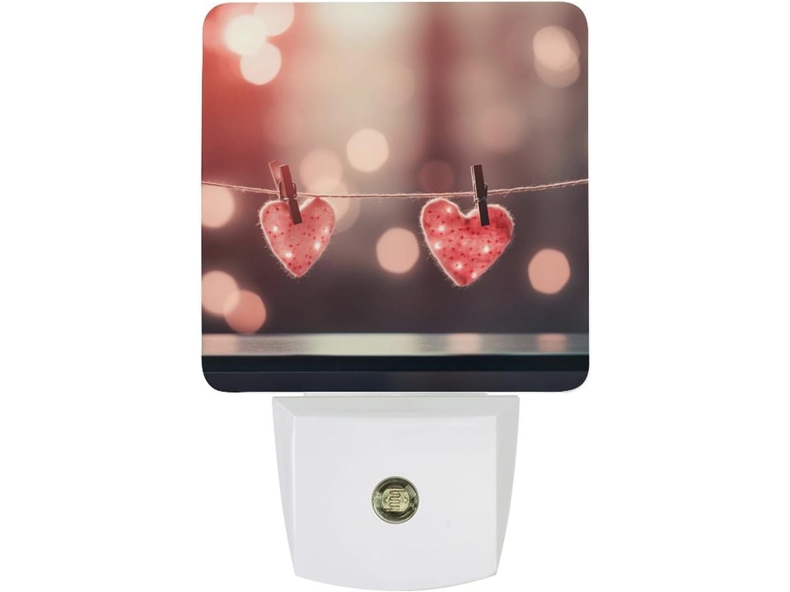 Luminária De Parede Em Formato Coração Com Sensor Crepuscular, Luz Led Branca Quente, Lâmpada De Baixo Consumo