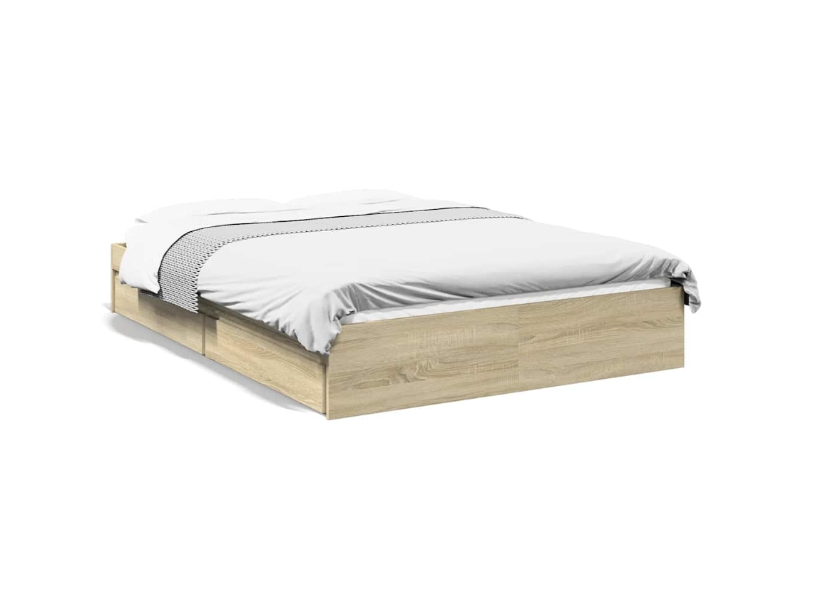 Bed Frame, Bed Frames Vidaxl Marrom Madeira Processada (140 X 190 Cm)