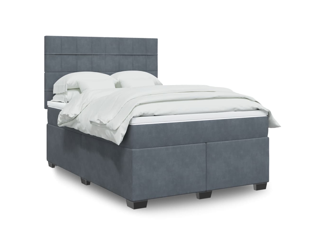 Vidaxl Cama Com Molas/colchão 160x200 Cm Veludo Cinzento-escuro