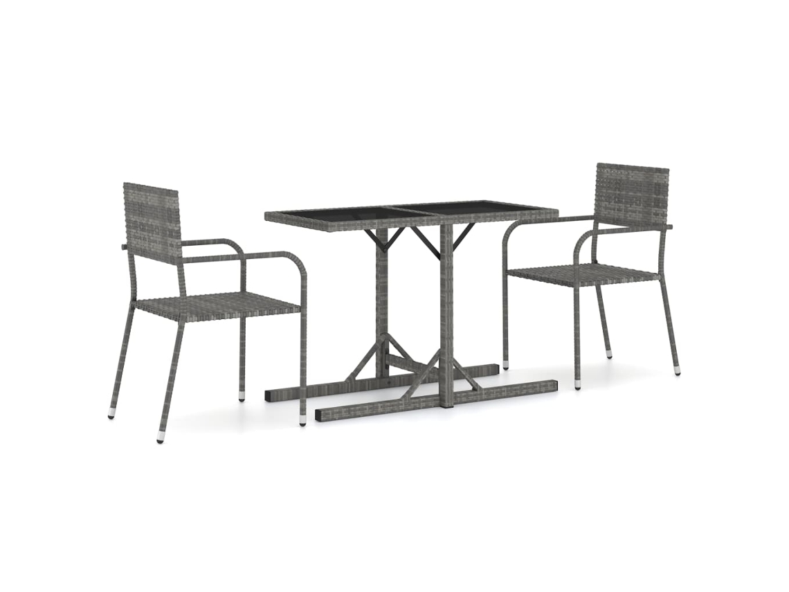 Maison Exclusive - 3 Pcs Conjunto De Jantar Para Jardim Cinzento