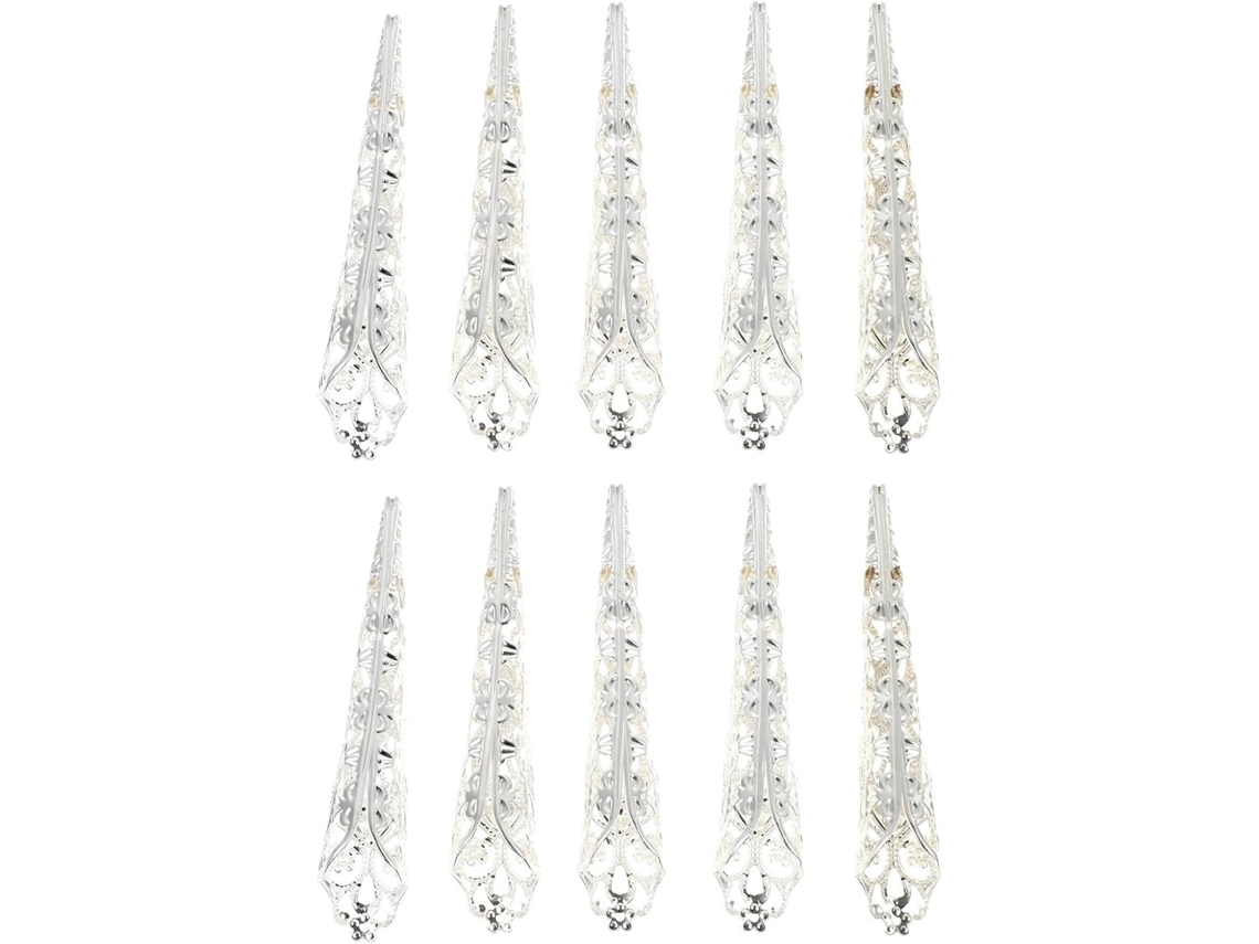 Anéis De Unha Leves E Confortáveis Em Liga De Prata, 10 Peças Com Garras.