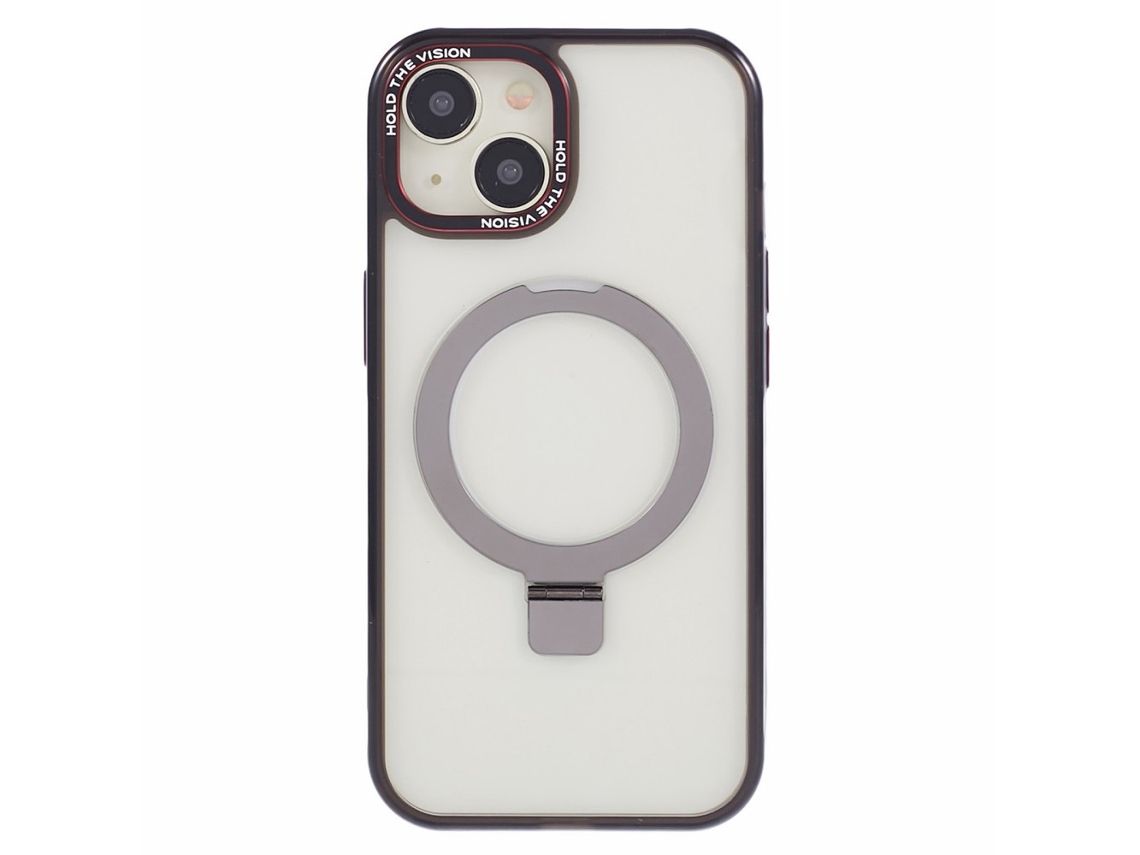 Suporte Casa Para Iphone 15 Plus Pele Sintética Magnética Preto