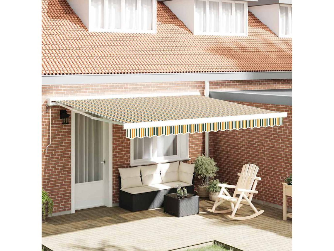 Vidaxl Tecido De Substituição Para Toldo Verde E Amarelo 4 × 3,5 M