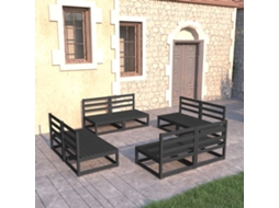 Pcs Conjunto Lounge De Jardim Pinho Maciço Preto Dkd Home Decor
