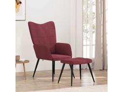 Vidaxl Cadeira De Descanso Com Banco Tecido Vermelho Tinto
