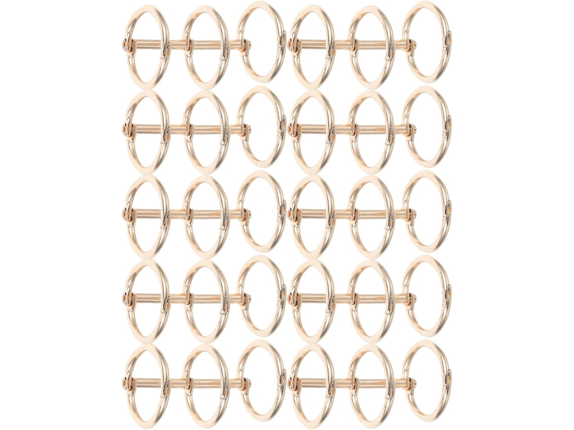 Aneis Metálicos Genéricos para Amarrar Massas, 3 Fios, Diâmetro Interno 20mm, 20 Peças, Cor Dourada, Aneis De