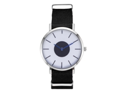 Relógio masculino Zhoulianfa com pulseira de nylon, mostrador redondo e mecanismo de quartzo.