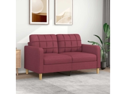 Vidaxl Sofá De 2 Lugares Tecido 140 Cm Vermelho Tinto