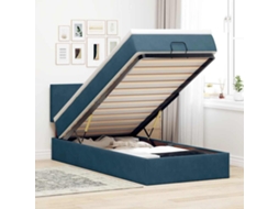 Vidaxl Estrutura De Cama Otomana Com Colchão Azul Escuro Veludo