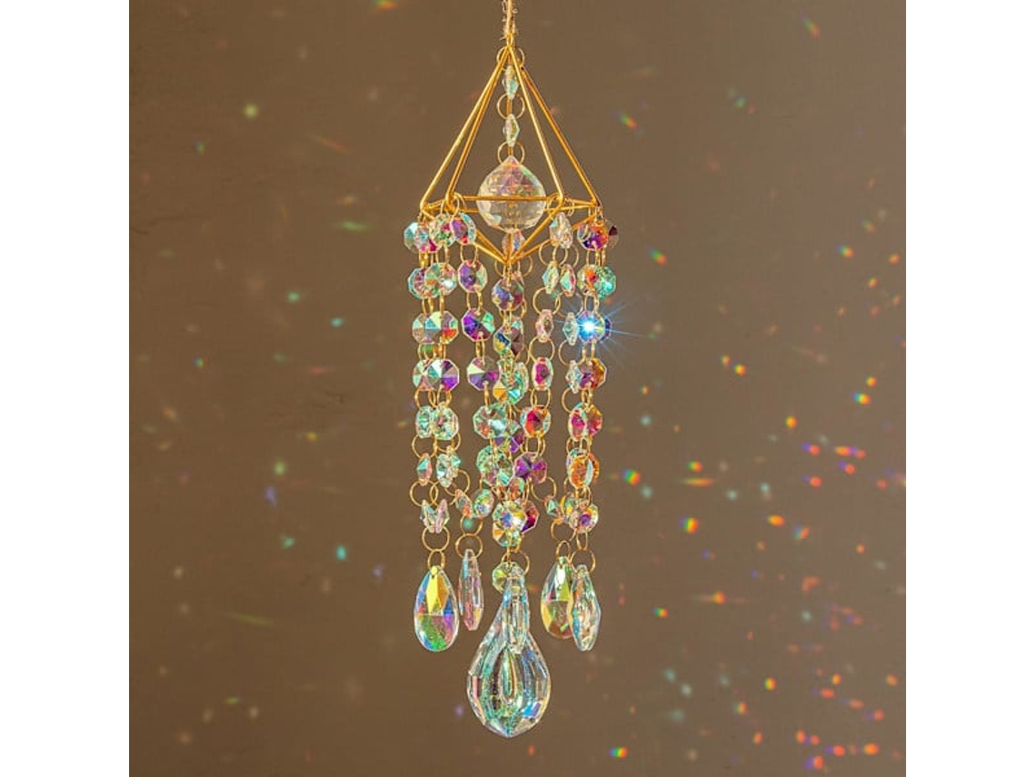 Apanhador de Cristal, Sino de Vento Suspenso, Apanhador de Sol Dourado Feito À Mão com Efeito Arco, Íris BRILVIBERA