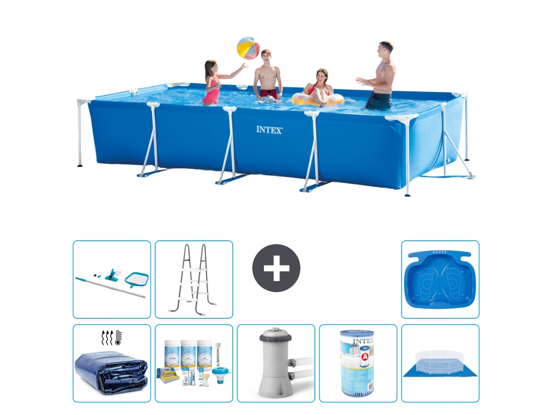 Intex Piscina Com Estrutura Retangular - 450x220x84 Cm - 9-peças S30278