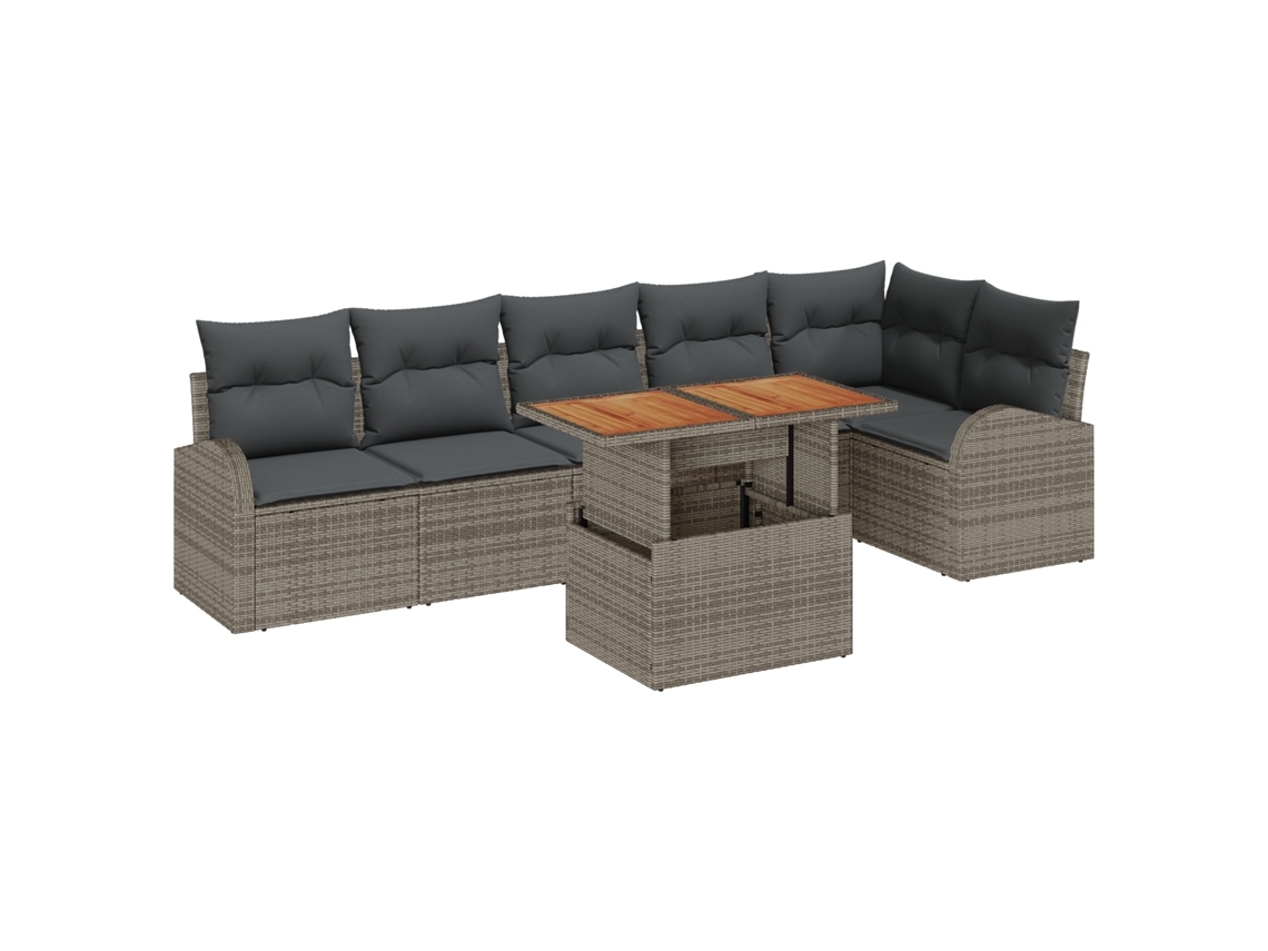 Conjunto 7 Móveis De Jardim Vidaxl Cinzento Vime Pe (100 X 55 X 73 Cm)