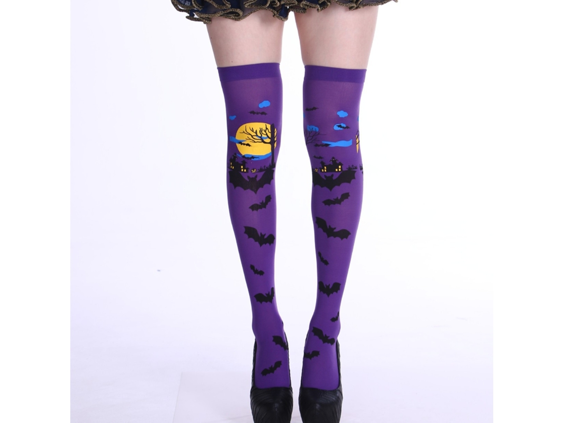 Lurelia Meias Halloween Disfarce Meia Calça Festa Estilo Roxo Tamanho Único